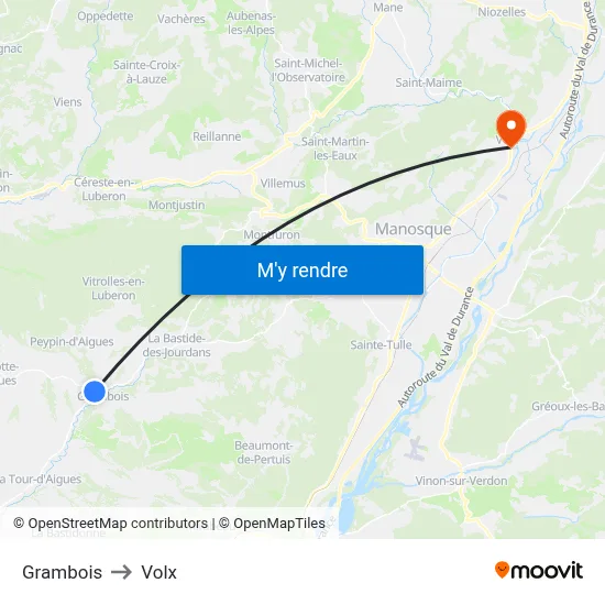 Grambois to Volx map