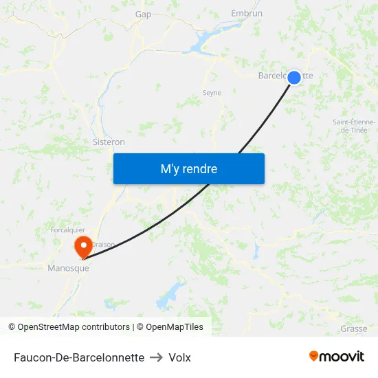 Faucon-De-Barcelonnette to Volx map