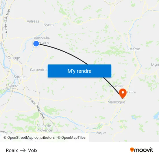 Roaix to Volx map