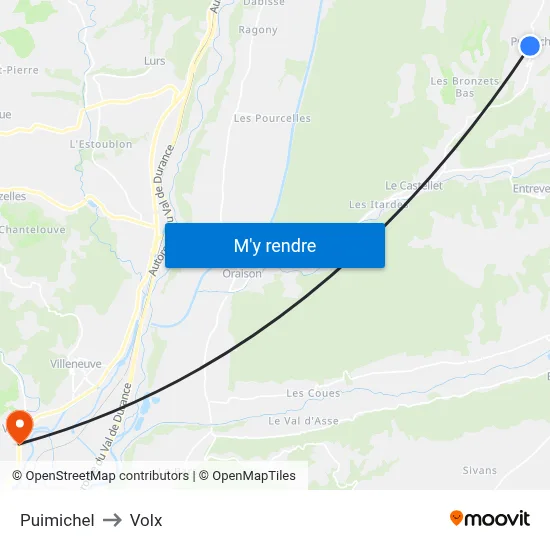 Puimichel to Volx map