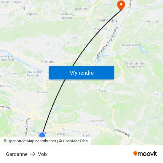 Gardanne to Volx map