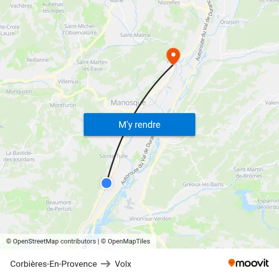 Corbières-En-Provence to Volx map