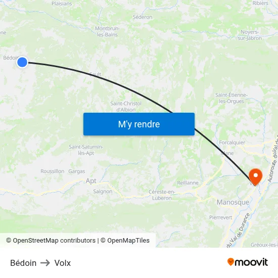 Bédoin to Volx map