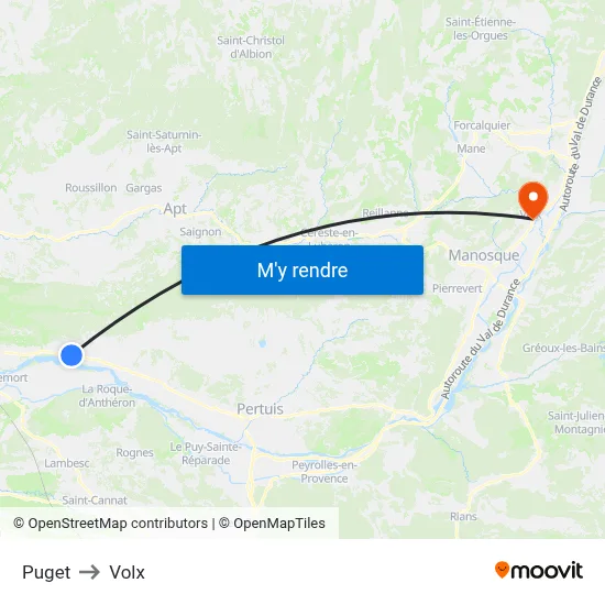 Puget to Volx map