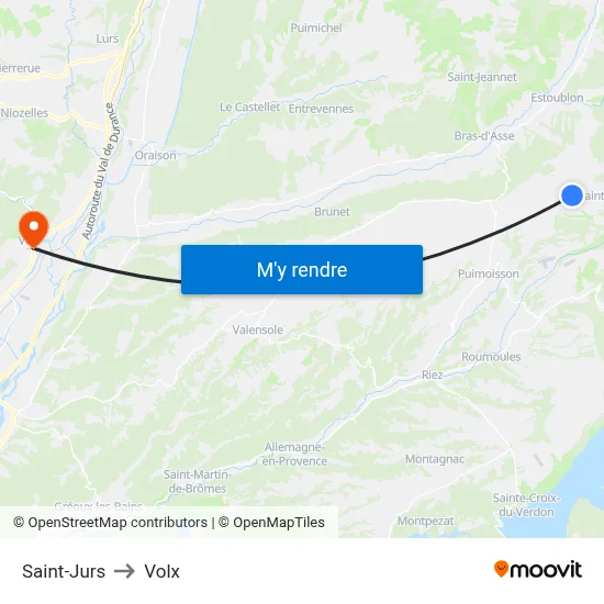 Saint-Jurs to Volx map