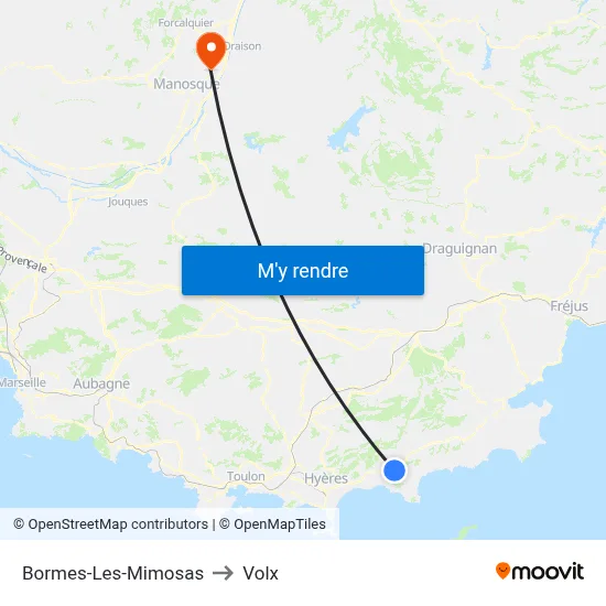 Bormes-Les-Mimosas to Volx map