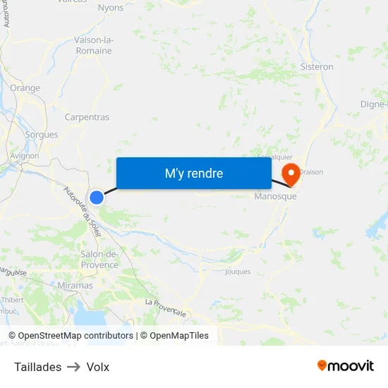 Taillades to Volx map