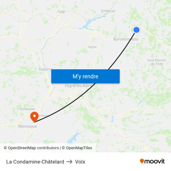 La Condamine-Châtelard to Volx map
