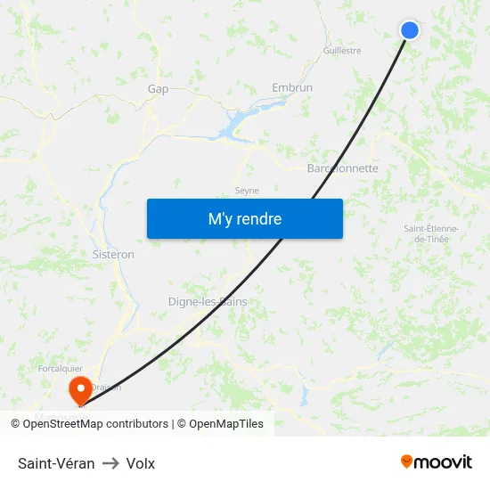 Saint-Véran to Volx map