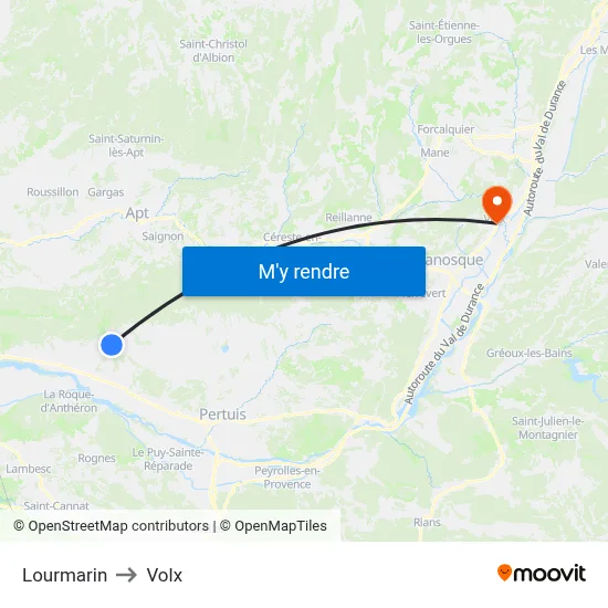 Lourmarin to Volx map