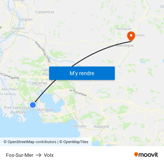 Fos-Sur-Mer to Volx map