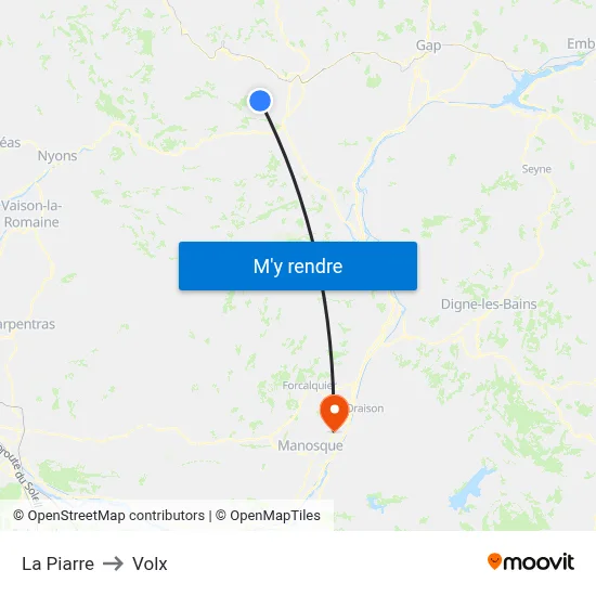La Piarre to Volx map