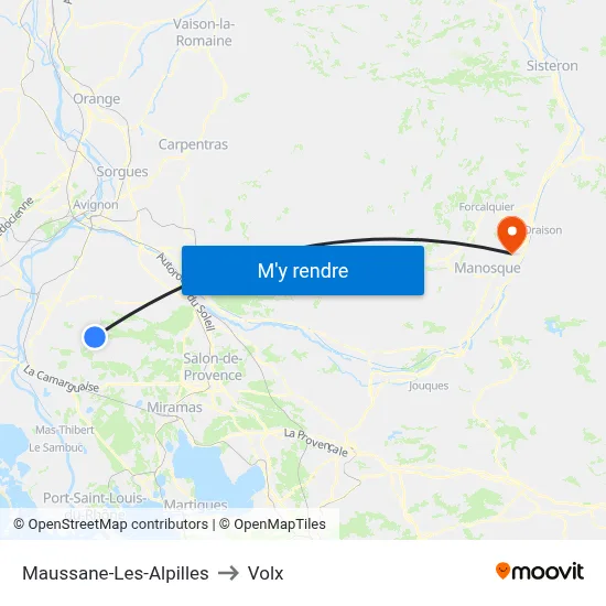 Maussane-Les-Alpilles to Volx map