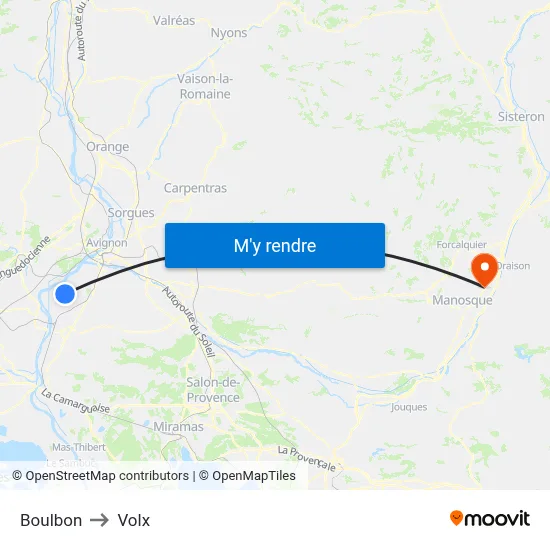 Boulbon to Volx map