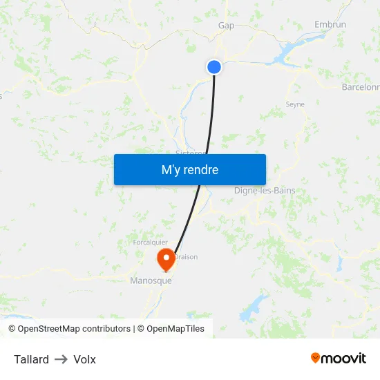 Tallard to Volx map