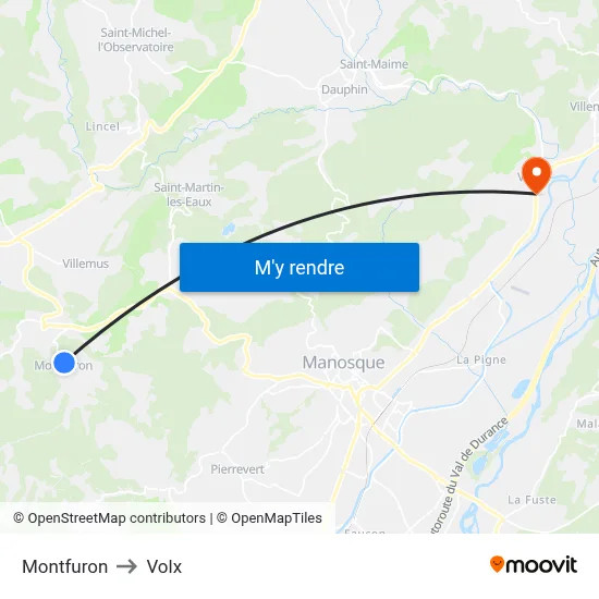Montfuron to Volx map