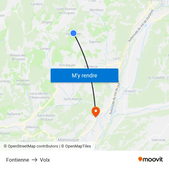 Fontienne to Volx map