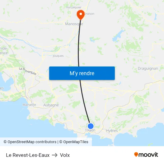 Le Revest-Les-Eaux to Volx map