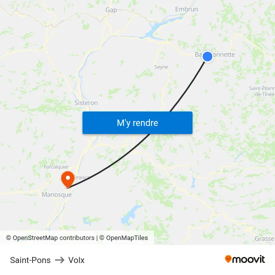 Saint-Pons to Volx map