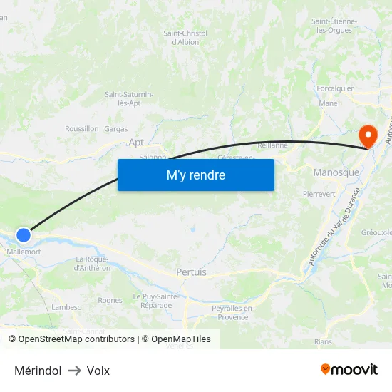 Mérindol to Volx map