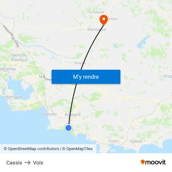 Cassis to Volx map