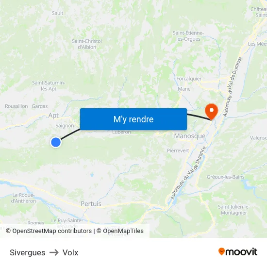 Sivergues to Volx map