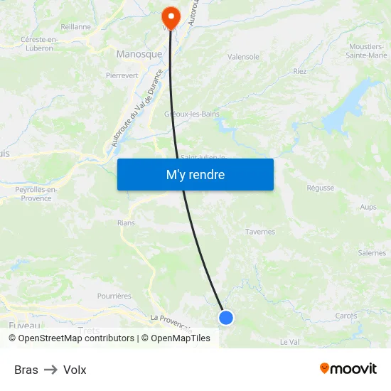 Bras to Volx map