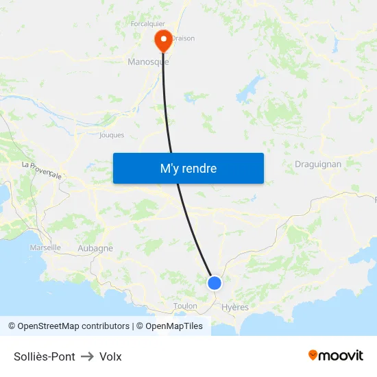 Solliès-Pont to Volx map