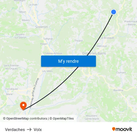 Verdaches to Volx map