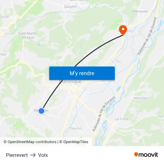 Pierrevert to Volx map