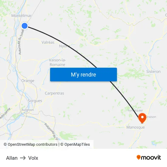 Allan to Volx map