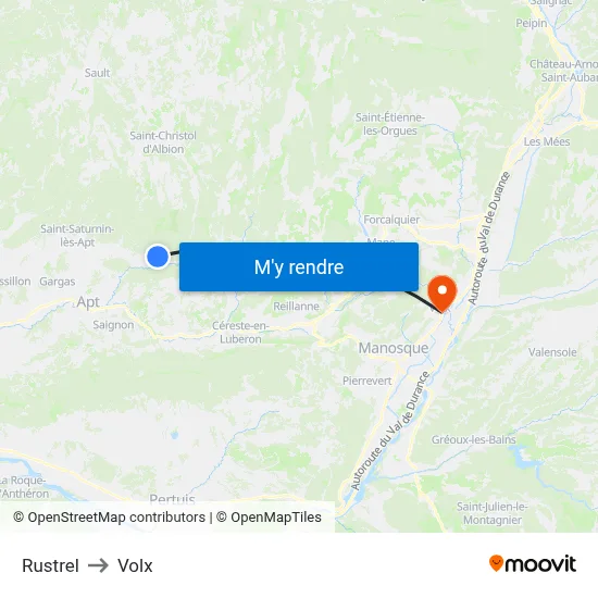 Rustrel to Volx map