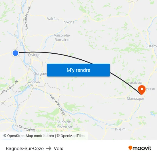 Bagnols-Sur-Cèze to Volx map