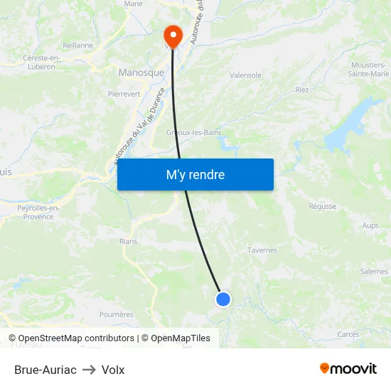 Brue-Auriac to Volx map