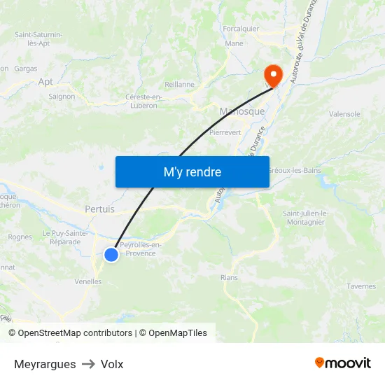 Meyrargues to Volx map