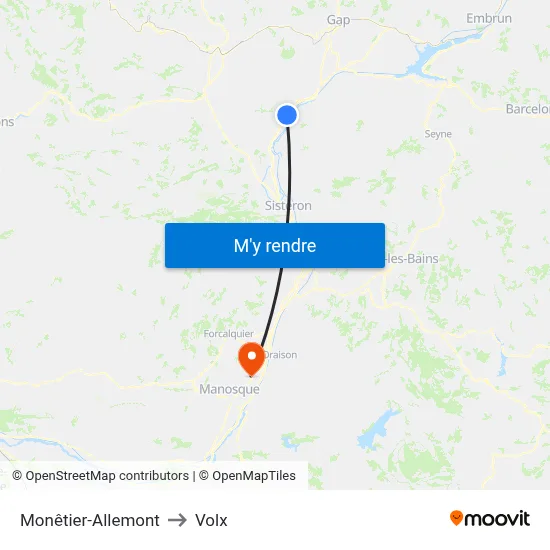 Monêtier-Allemont to Volx map
