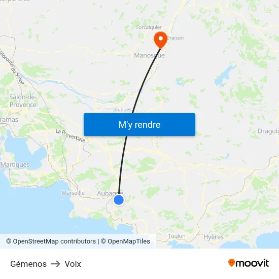 Gémenos to Volx map