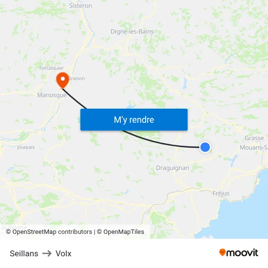 Seillans to Volx map