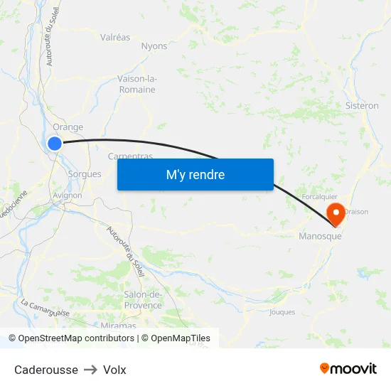 Caderousse to Volx map