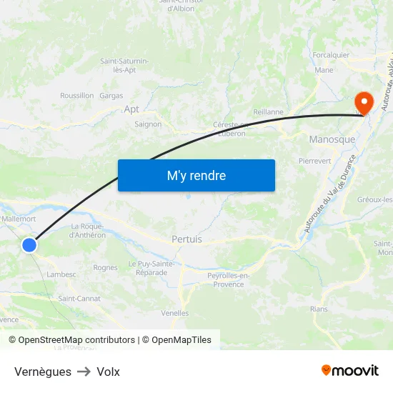 Vernègues to Volx map