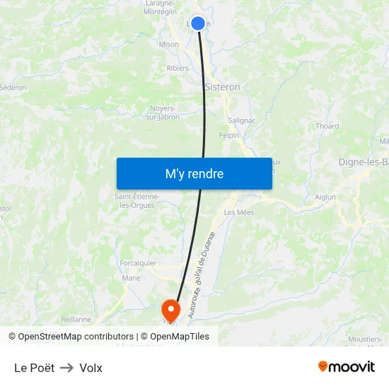 Le Poët to Volx map