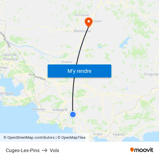 Cuges-Les-Pins to Volx map