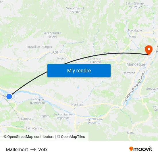 Mallemort to Volx map