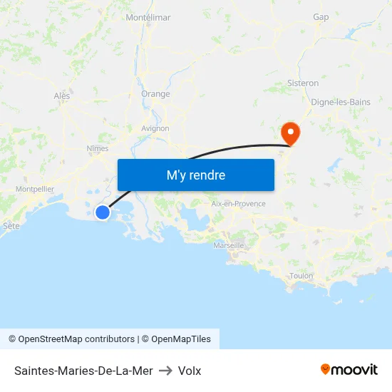 Saintes-Maries-De-La-Mer to Volx map