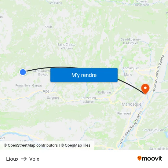 Lioux to Volx map