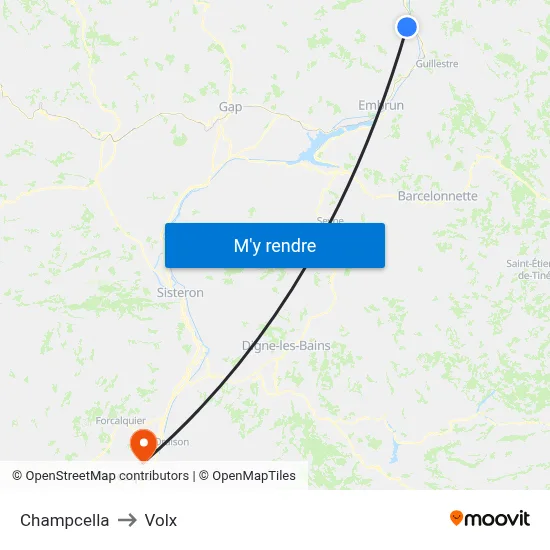 Champcella to Volx map