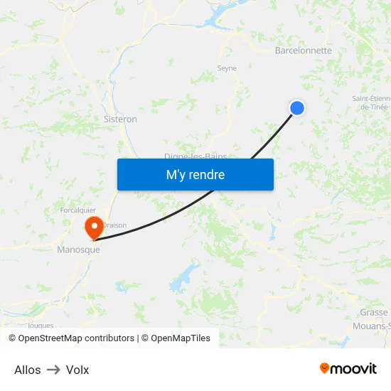 Allos to Volx map