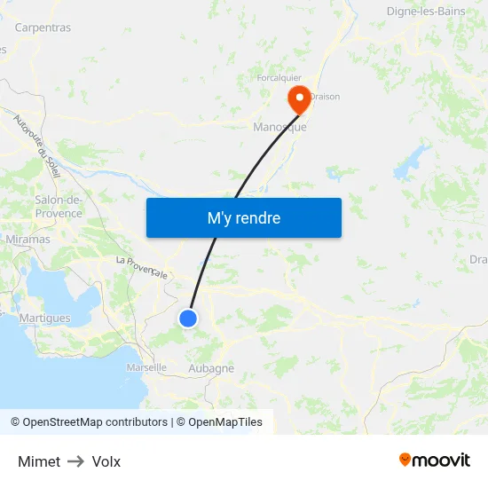 Mimet to Volx map