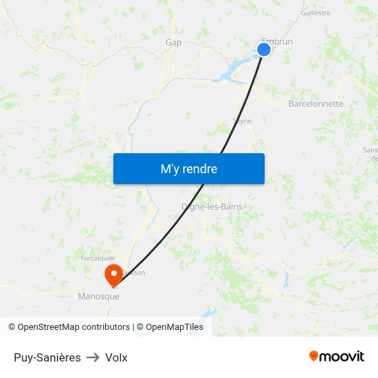 Puy-Sanières to Volx map