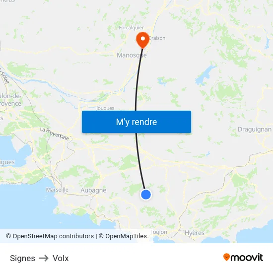 Signes to Volx map